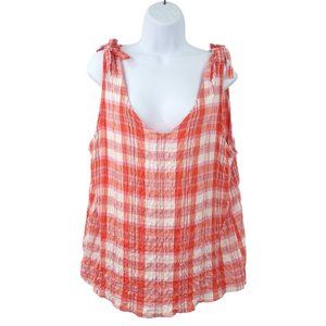 Jane Delancey Plaid Check Tank Top Womens Size XL Sleeveless Shoulder Bows NEW